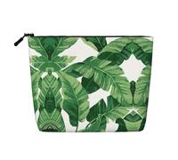 Bonita bolsa de aseo de viaje con hojas de palma verde falsas, organizador de artículos de aseo para mujeres, múltiples usos