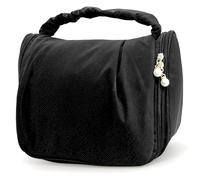 Bonita bolsa de aseo de viaje para mujer, pequeña bolsa de maquillaje fruncida, bolsa organizadora de almacenamiento de mano con asas y cremallera de perlas para artículos esenciales de viaje,