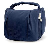 Bonita bolsa de aseo de viaje para mujer, pequeña bolsa de maquillaje fruncida, bolsa organizadora de almacenamiento de mano con asas y cremallera de perlas para artículos esenciales de viaje,