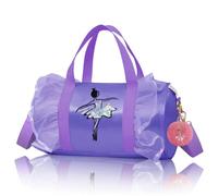 Bonita bolsa de baile de ballet para niños, bolsa de baile con tutú, bolsa impermeable personalizada para niñas (morado)