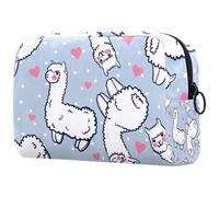 Bonita bolsa de cosméticos con diseño de llamas en corazones rosados para mujer, neceser de viaje, bolsa organizadora de maquillaje grande con cremallera, multicolor, 18.5x7.5x13cm/7.3x3x5.1in,