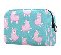 Bonita bolsa de cosméticos con diseño de llamas sobre lunares rosas para mujer, bolsa organizadora de maquillaje grande con cremallera, multicolor, 18.5x7.5x13cm/7.3x3x5.1in, Neceser