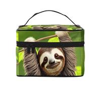 Bonita bolsa de cosméticos con diseño de perezoso. Bolsa de cosméticos estampada para mujer, organizador de artículos de aseo grande para viajes
