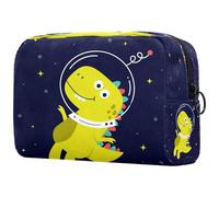 Bonita bolsa de cosméticos con diseño de piloto de dinosaurio para mujer, bolsa organizadora de maquillaje grande con cremallera, multicolor, 18.5x7.5x13cm/7.3x3x5.1in, Neceser