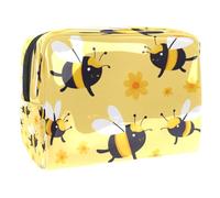 Bonita bolsa de cosméticos con diseño floral de Honey Bess para mujer, bolsa de aseo de viaje, bolsa organizadora de maquillaje grande de PVC con cremallera, multicolor, 18.5x7.5x13cm/7.3x3x5.1in