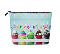 Bonita bolsa de cosméticos con estampado de chihuahuas para mujer, bolsa de aseo de una sola capa, adecuada para almacenamiento diario, viajes y viajes de negocios., Coloridos cupcakes de feliz