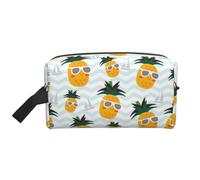 Bonita bolsa de cosméticos con estampado de piña de gran capacidad para mujeres, bolsa de aseo para hombre, bolsa de aseo de viaje, White, Talla única