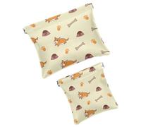 Bonita bolsa de cosméticos de bolsillo con diseño de hueso de pata de perro corgi galés, bolsa de maquillaje impermeable sin cierre automático, mini almacenamiento de viaje portátil para auriculares y
