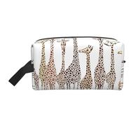 Bonita bolsa de cosméticos de gran capacidad con estampado de jirafas divertidas de dibujos animados para mujeres, bolsa de aseo para hombres, bolsa de aseo de viaje, White, Talla única