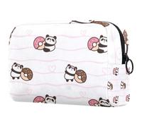 Bonita bolsa de cosméticos de panda y dona para mujer, bolsa organizadora de maquillaje grande con cremallera, multicolor, 18.5x7.5x13cm/7.3x3x5.1in, Neceser