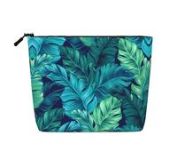 Bonita bolsa de cosméticos de una sola capa con estampado de vaca, bolsa de aseo de viaje, adecuada para viajes de negocios y uso diario., Hojas tropicales de palma, Talla única