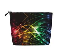 Bonita bolsa de cosméticos de una sola capa con patrón de camaleón, bolsa de aseo de viaje, adecuada para viajes de negocios y uso diario., Notas de música coloridas., Talla única