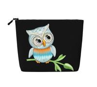 Bonita bolsa de cosméticos de una sola capa con patrón de mapache, bolsa de aseo de viaje, adecuada para viajes de negocios y uso diario., Bonito búho., Talla única
