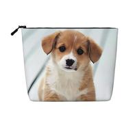 Bonita bolsa de cosméticos para mujer con patrón de perezoso, bolsa de aseo de una sola capa, adecuada para almacenamiento diario, viajes y viajes de negocios., Lindo cachorro, Talla única