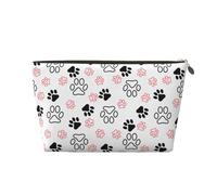 Bonita bolsa de cosméticos para perro, divertida bolsa de maquillaje con patrón de pata de perro, bolsa de aseo para mujer, artículos esenciales de viaje, pata de perro, blanco, dibujos animados