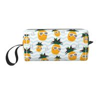 Bonita bolsa de cosméticos portátil con estampado de piña, estuche de almacenamiento de viaje, bolsa organizadora con cremallera para un acceso rápido