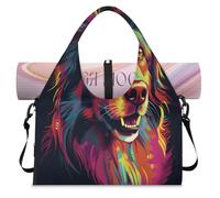 Bonita bolsa de deporte colorida para perros con compartimento para zapatos, bolsa de fin de semana, bolsa de equipaje para gimnasio, yoga, viajes, color, L, Bolsa de viaje