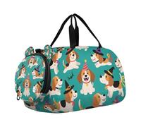 Bonita bolsa de gimnasio con compartimento para zapatos, diseño de perro Beagle marrón con calabaza para Halloween, para viajes, deportes, fitness y entrenamiento