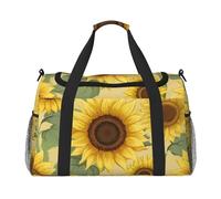 Bonita bolsa de gimnasio con estampado de girasol, bolsa de transporte de mano plegable para actividades al aire última intervensión