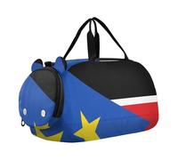 Bonita bolsa de gimnasio para niños con compartimento para zapatos, ligera, para fin de semana, baile, viajes, deportes, fitness y entrenamiento, Bandera nacional de Sudán del Sur, one size, Moderno