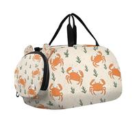 Bonita bolsa de gimnasio para niños, diseño de cangrejo naranja, con compartimento para zapatos, gran capacidad, con correa ajustable para playa, natación, piscina, deportes
