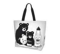 Bonita bolsa de hombro con diseño de oso de botella de leche. Elegante estampado de estilo femenino, ligero, gran capacidad para el uso diario