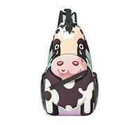 Bonita bolsa de hombro con estampado de búhos de dibujos animados, mochila cruzada, bolsa de pecho, mochila para mujeres y hombres, viajes, senderismo, Linda vaca negra, Talla única