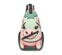 Bonita bolsa de hombro con estampado de cerdo, mochila cruzada, bolsa de pecho, mochila para mujeres y hombres, viajes, senderismo, Lindo cerdo de oreja larga, Talla única