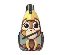 Bonita bolsa de hombro con estampado de cerdo, mochila cruzada, bolsa de pecho, mochila para mujeres y hombres, viajes, senderismo, Lindo mono, Talla única