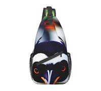 Bonita bolsa de hombro con estampado de cerdo, mochila cruzada, bolsa de pecho, mochila para mujeres y hombres, viajes, senderismo, Linda cabeza de pingüino, Talla única
