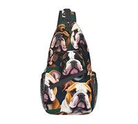 Bonita bolsa de hombro con estampado de peces dorados, mochila cruzada, bolsa de pecho, mochila para mujeres y hombres, viajes, senderismo, Lindo Bulldog Inglés, Talla única