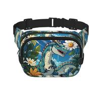 Bonita bolsa de hombro de viaje de dinosaurio, moderna e informal, riñonera cuadrada de doble capa, color negro, talla única, Negro, One Size