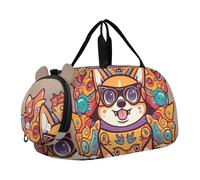 Bonita bolsa de lona con diseño de ciervos y bosque para niños, bolsa de viaje con compartimento para zapatos, Lindo perro Corgi Halloween, Classic