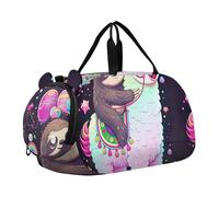 Bonita bolsa de lona con diseño de ciervos y bosque para niños, bolsa de viaje con compartimento para zapatos, Lindo perezoso de dibujos animados, unicornio, llama, Classic