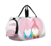 Bonita bolsa de lona con diseño de ciervos y bosque para niños, bolsa de viaje con compartimento para zapatos, Linda pareja de gnomos amorosos, Classic
