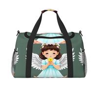 Bonita bolsa de lona con estampado de ángel pequeño para viajes, bolsa de hombro para fin de semana, bolsa de deporte para gimnasio para hombres y mujeres