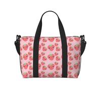 Bonita bolsa de lona con estampado de fresas, bolsa de hombro portátil, adecuada para fitness, viajes, etc.