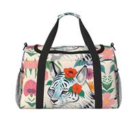 Bonita bolsa de lona con estampado de tigre blanco para viajes, fin de semana, bolsa de noche, bolsa deportiva para gimnasio para hombres y mujeres