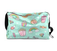 Bonita bolsa de lona de cuero con diseño de postres para hombre, mujer, niños y niñas, bonito patrón de fin de semana, deportes, gimnasio, bolsa de viaje, bolso cruzado de un solo hombro, color,