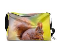 Bonita bolsa de lona de cuero de ardilla para hombre, mujer, niños y niñas, fin de semana de ardilla, bolsa de gimnasio, bolsa de viaje, bolso cruzado de un solo hombro, color, 18.5L, Organizador de