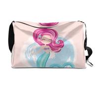 Bonita bolsa de lona de cuero de la Sirenita para hombre, mujer, niños y niñas, fin de semana de sirena, bolsa de gimnasio, bolsa de viaje, bolso cruzado de un solo hombro, color, 18.5L, Organizador