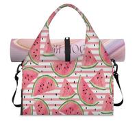 Bonita bolsa de lona deportiva a rayas de sandía para mujeres y hombres, bolsa de fin de semana con compartimento para zapatos, bolsa de hombro para yoga, gimnasio, viajes, color, L, Organizador de
