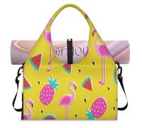 Bonita bolsa de lona deportiva con diseño de flamencos, sandía, piñas, para mujeres y hombres, bolsa de fin de semana con compartimento para zapatos, bolsa de equipaje para yoga, gimnasio, viajes,