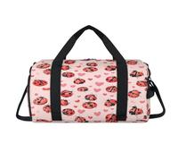Bonita bolsa de lona deportiva con diseño de mariquitas y corazones, con compartimento para zapatos, bolsa de fin de semana, viajes, gimnasio, organizador de equipaje para mujeres, hombres, niños y