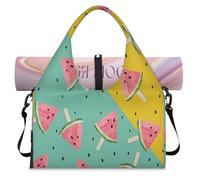Bonita bolsa de lona deportiva con diseño de sandía para mujeres y hombres, bolsa de fin de semana con compartimento para zapatos, bolsa de hombro para yoga, gimnasio, viajes, color, L, Organizador de