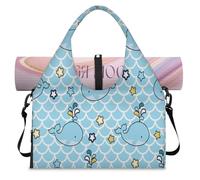 Bonita bolsa de lona deportiva con escamas de pez ballena para mujeres y hombres, bolsa de fin de semana con compartimento para zapatos, bolsa de hombro para yoga, gimnasio, viajes, color, L,