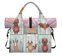 Bonita bolsa de lona deportiva de animales del bosque con compartimento para zapatos, fin de semana, bolsa de equipaje para gimnasio, yoga, viajes, color, L, Bolsa de viaje