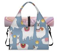 Bonita bolsa de lona deportiva para mujeres y hombres, alpaca llamas, fin de semana, bolsa de noche con compartimento para zapatos, bolsa de hombro para yoga, gimnasio, viajes, color, L, Organizador