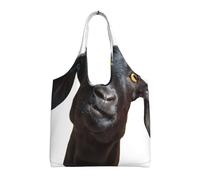 Bonita bolsa de lona negra con estampado de animales de cabra de un solo hombro, bolsa de deporte de fitness adecuada para viajes, viajes o compras