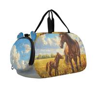 Bonita bolsa de lona para niños pequeños, diseño de leopardo, flores, mariposas, color dorado, para fin de semana, viajes, deportes, Acuarela, caballos, girasol, Classic